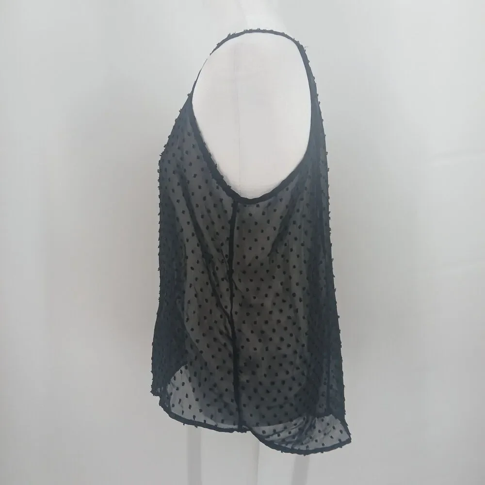 womans vizio usa black mesh sheer racerback dot tank top size medium large